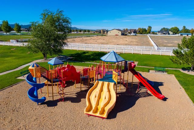 Children's playground with slides and shade